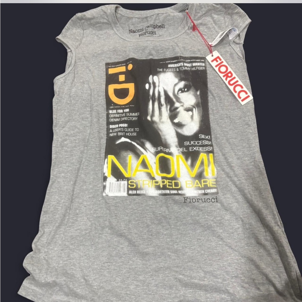 Fiorucci Naomi Campbell, Gray Graphic Muscle Tee